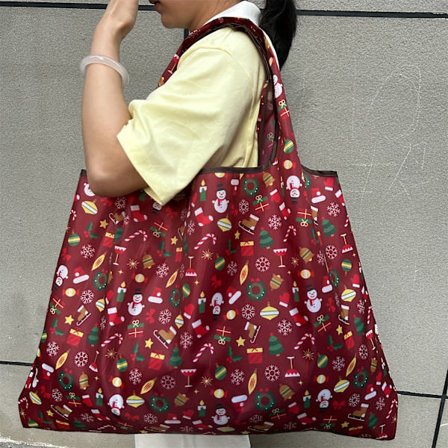 Stor Kapacitet Jule-Tema Foldbar Shopping Tote Taske – Letvægt, Høj Kvalitet, Bærbar Skuldertaske med Festligt Jule Design [DB]