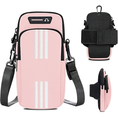 Telefonholder for løpearmbånd, crossbody-vesker for mobiltelefon til kvinner og barn (rosa)