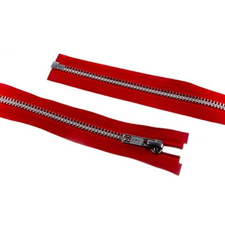 YKK Hopeasävyiset Metalliset Avoimet Vetoketjut Punaiset - 45 cm - kappale