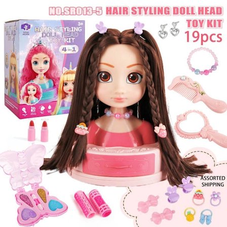 Sminkedukke for barn, hodeplagg, utkledning, skjønnhet, prinsesse, jente, håndlaget lekegave SR005-19