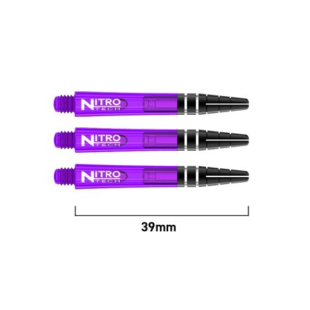 Red Dragon Darts Nitrotech Shafts 39mm Polycarbonate - Purple, 9 Pieces, Professional Grade, Flight Lock System