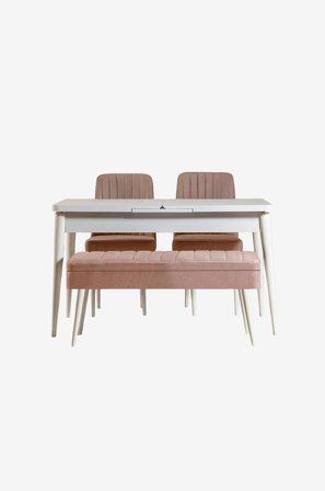 Hanah Home - Set med bord och stolar (4 delar) - Gina - Beige - Matgrupp 4 personer - Från Homeroom