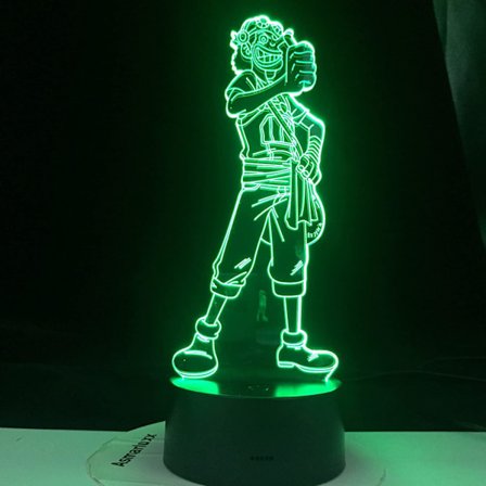 One Piece Luffy 3D Illusions nattlampe med smart berøring, RGB-effekt, USB-kabeldrevet, kreativ 3D japansk anime-lampe