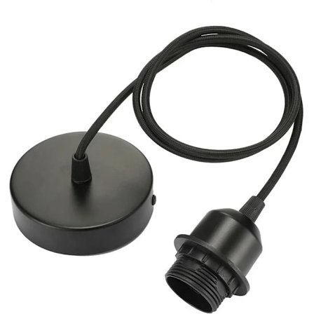 Säädettävä E27-riippuvalaisin 100 cm:n tekstiilijohdolla, musta - Yhteensopiva lampunvarjostimien kanssa, ihanteellinen keittiövalaistukseen