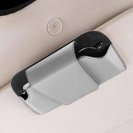 Bil Solbrilleholder til Solskærm, PU Læder Bil Brilleklips, Bil Solbrille Opbevaringsboks, Universelt Biltilbehør til Interiør