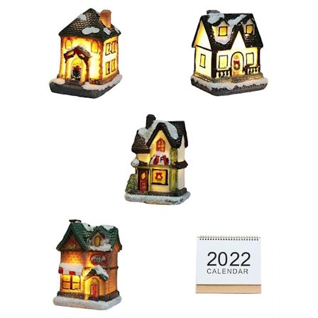 |NN| 4-pak Ljushus Juledekoration LED Miniaturhus med Kalender