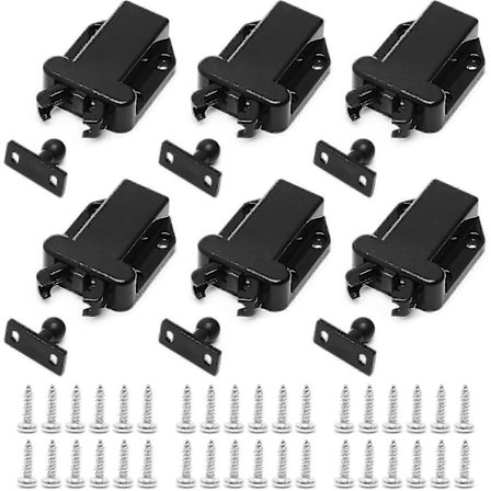 6 st Svarta Tryck-för-att-öppna Spärrar, Touch Release Dörrspärrar, Automatisk Pop Up Funktion Skåplås, Abs Trycklås db