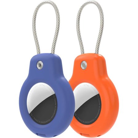 Kompatibel med Apple AirTag Sikker Holder med wirekabel, pakke med 4 AirTag låsevesker, nøkkelring, nøkkelring, bagasje