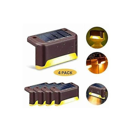 Solar Zaunuchten D Solaruchten til haver udendørs trapper hegn dæk dekoration vandtæt - 4-pak