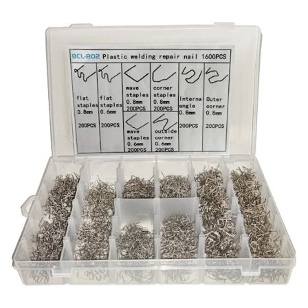 1600 st auto reparationsplast varmhäftklamrar med förvaringslåda för bilstötfångare plast svetsreparationssats