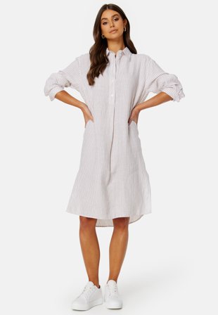 GANT Striped Linen Shirt Dress HORN BEIGE Klær
