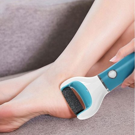Blå elektrisk fodfil til fjernelse af hård hud, professionel pedicure fodfil til fjernelse af død og sprukken hud, 2 rullende hoveder