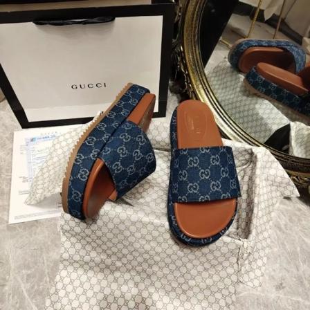 G G sockerkaka tjock sula tofflor broderade tofflor blue 43#