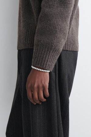 COS Men's Beaded Bracelet in Silver-coloured