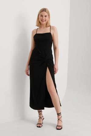Handpicked x NA-KD Robe longue torsadée recyclée - Robes de fête - Noir - EU 40