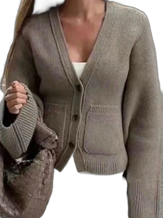 Beige stickad kofta med knappar