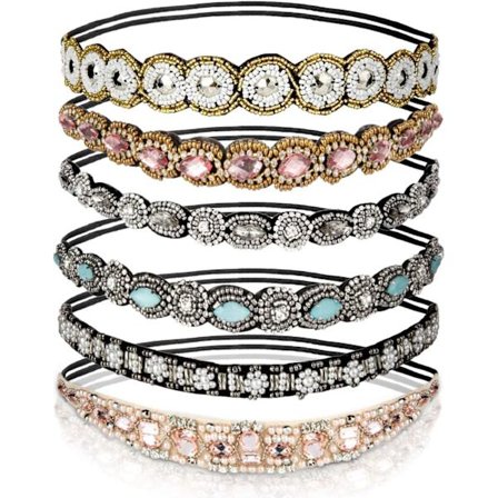 6 kpl Strassinen Joustavia Päännauhoja Bohemian Joustavia Päännauhoja Kristallistrassinen Koru Nauhoilla Naisille Hiuksiin
