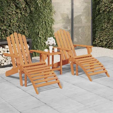 Vidaxl Adirondackstolar Med Fotstöd 2 St Massivt Akaciaträ Brun