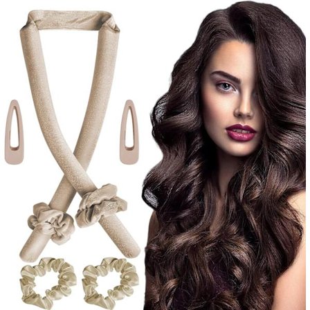 Varmeløs hårkrøller (GULL), varmeløse hårkrøllere fløyel varmeløs hårruller varmeløs krøllestav pannebånd varmeløs hårruller krøller mykt sovehår