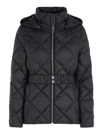 Elevated Belted Quilted Jacket Vattert Jakke Svart Tommy Hilfiger*Betinget Tilbud