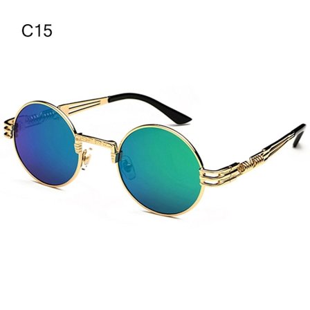 Runda Steampunk Solglasögon Metallram Solglasögon C15 C15
