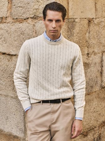 John Henric Men's Sandfarbener Pullover Regular Fit Size XS