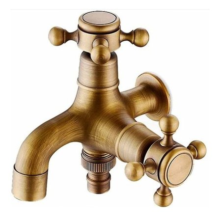 Kopparkran i Gårdshusstil, Väggmonterad Kran i Vintage-stil för Trädgård, Badrum & Utomhusbruk, Europeisk Design Antik Mässingsvattenkran, Hög 