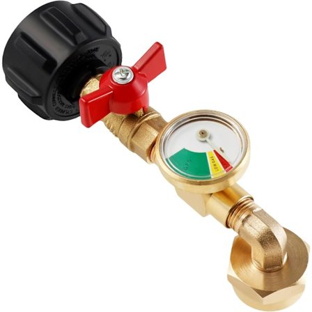 Propanfyllingsadapter 20lb til 1lb Camping, Propanfyllingsadapter med ventil og måler, Propan Tank Adapter, 90-D