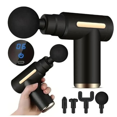 Hot tilbud til lav pris! Massagepistol med 4 massagehoveder og 1 gear - Glad