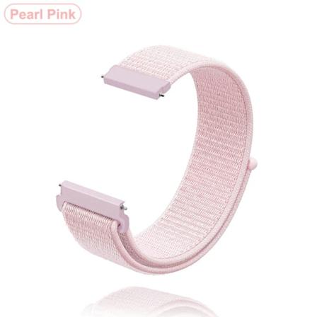 Nya 18 mm 20 mm 22 mm remmar för Garmin Venu 2S Armband Vivoactive 3 4S 4 Forerunner 245 645 Galaxy Watch 4 Classic 42 46 mm Pearl Pink Nylon Pearl 