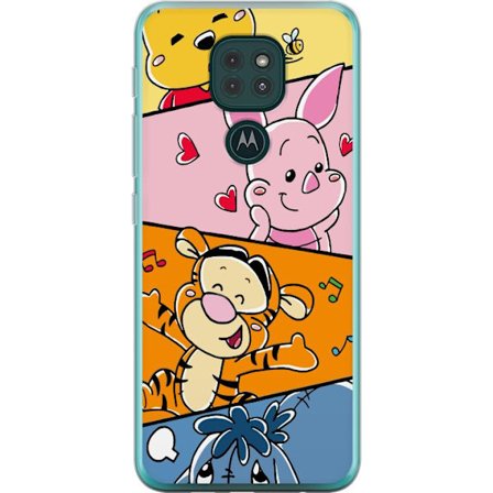 Kompatibelt Mobilskal till Motorola Motorola Moto G9 Play Söt barnillustration med nalle, tiger, gris och åsna i färgglad lekfull design för barnr