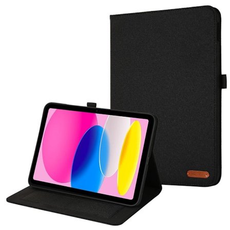 Apple iPad 10.9 2022 Vikbart fodral korthållare Tygtextur - Svart