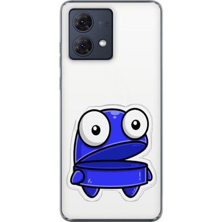 Kompatibel Mobilcover til Motorola Motorola Moto G84 Blå tegneseriefigur med åbent udtryk og store øjne i sjov illustration