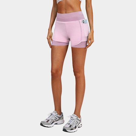 Dame todelt sports tætsiddende shorts, hurtigtørrende og åndbare yogabukser med bagtalje og lommer, løbe hotpants 8424