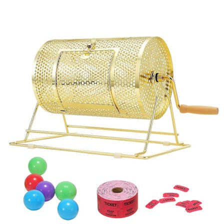 Lotteritrommel, 29,5 x 19 cm Messingbelagt Lottbur, Rommer 2500 Lotter eller 100 Pingpongballer, for Bingo Avstemning{f99}