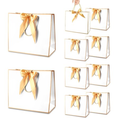 Store gaveposer med håndtag, gaveposer i papir med sløjfebånd, gaveposer med håndtag, gaveposer i papir til fødselsdag, bryllup, festival, jul, farve,