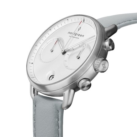 Nordgreen - Wyjątkowy Męski Zegarek w Skandynawskim Stylu - Biała Tarcza - Pasek ze skóry wegańskiej Gołębioszary