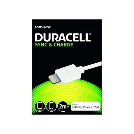 Duracell 5022 USB til Lightning Kabel, 2 meter