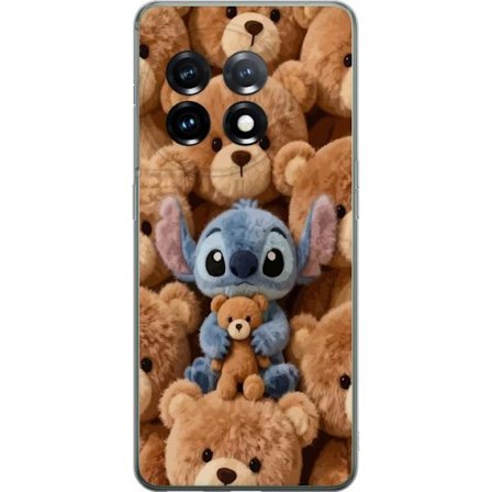 Kompatibelt Mobildeksel til OnePlus 11 Stitch omgitt av brune teddybjørner med en liten teddybjørn i fanget i en søt og koselig kawaii-design
