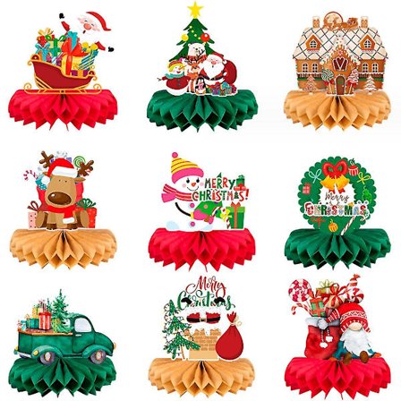 9 stycken bikakejuldekorationer för bord, julparty