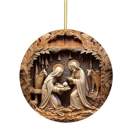 Julekrybbe Ornamenter Rundt Jesu Fødsel Hengende Dekor Hellig Religiøse Gaver Kristent Juletrepynt