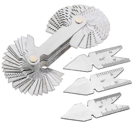 4 kpl Ruuvin Kierteiden Mittarit Ruuvin Kierteiden Kaltevuuden Leikkausmittarisarja Keskimittari, metriset Kierteiden Mittarit