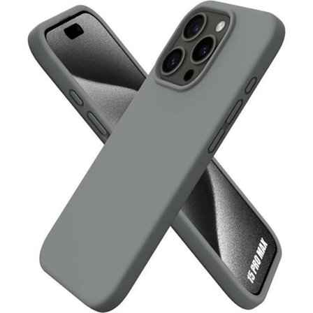Coque Silicone - EF CONNECTION - för iPhone 15 Pro Max - Ultra Slim - Anti-Rip - Naturligt Titan