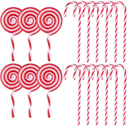25 st Candy Cane Juldekorationer, Julklubbor Candy Cane Dekorationer, Röda och Vita Juldekorationer för Träd