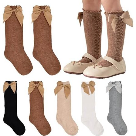 5 paria vauvan tyttöjen polvipituisia sukkia vauvan pienet taaperon polvipituisia sukkahousuja jousi taaperon prinsessa puuvilla neulotut sukat