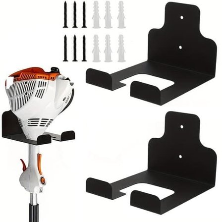 2 kpl Seinäteline puutarhatyökaluille – Seinäkoukku raivaussahalle, ruohonleikkurille ja autotallin säilytykseen