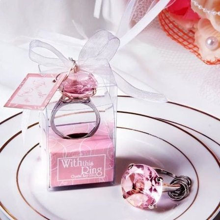 Diamantring nyckelring dam med 5 transparenta ringar IC