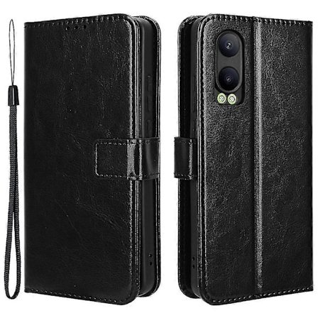 Oppo K12x 5G / OnePlus Nord CE 4 Lite 5G Läder Flip Fodral Stötsäkert Skydd Svart