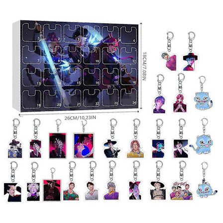 2025 KPOP Demon Hunter poikabändin joulukalenteri sokkolaatikko akryylinen avaimenperä, 24 päivän anime joululahja