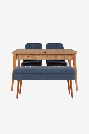 Hanah Home - Sett med bord og stoler (4 deler) - Gina - Brun - Spisegrupper - Fra Homeroom